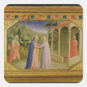 Besuch, von Predella Annunciation Quadratischer Aufkleber