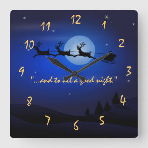 Besuch von St. Nikolaus in der Nacht vor Weihnacht Quadratische Wanduhr