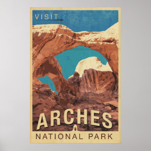 Besuch wölbt Nationalpark-Vintages Reise-Plakat Poster