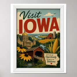 Besuche Iowa Reise Vintage Poster