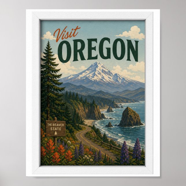Besuche Oregon Reise Vintage Poster (Vorne)