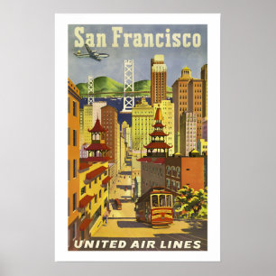 Besuche San Francisco im Stil der 1950er Jahre Vin Poster