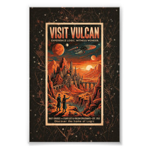 Besuche Vulcan - Retro Galaktisches Reiseplakat Fotodruck