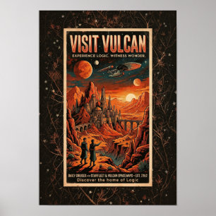 Besuche Vulcan - Retro Galaktisches Reiseplakat Poster
