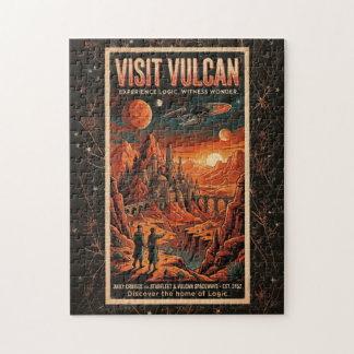 Besuche Vulcan - Retro Galaktisches Reiseplakat Puzzle