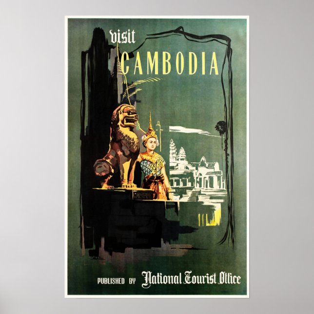 BESUCHEN CAMBODA Phnom Penh Nationales Tourismusbü Poster (Vorne)