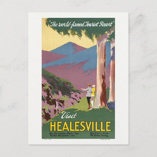 Besuchen Healesville Australia Vintage Poster 1927 Postkarte (Vorderseite)