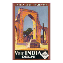 Besuchen Indien Delhi Vintage Travel Poster