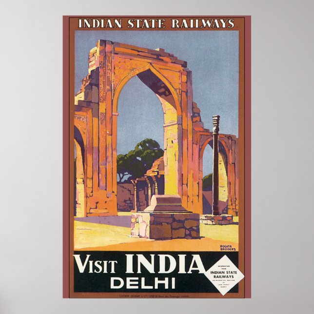 Besuchen Indien Delhi Vintage Travel Poster (Vorne)