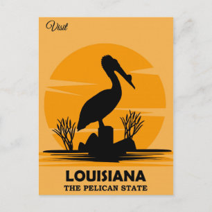Besuchen Louisiana Vintag Pelican Travel Postkarte
