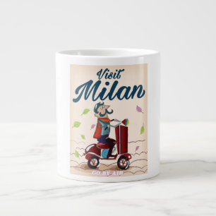 Besuchen Mailand Cartoon Vintage Reiseplakat Jumbo-Tasse