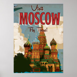 Besuchen Moskau Vintage Reiseplakat Poster