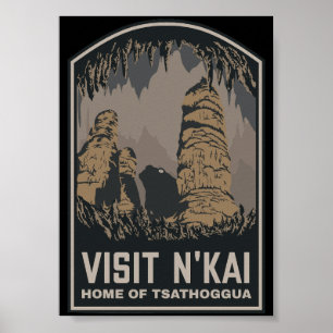 Besuchen N'kai Reiseplakat Lovecraft Tsathoggua Poster