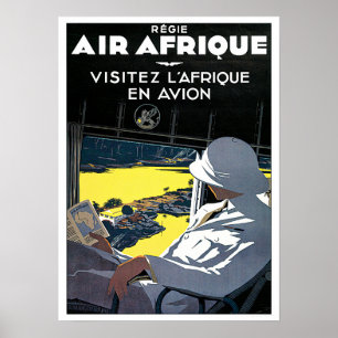 Besuchen Sie AFRICA mit dem Flugzeug Old French Ai Poster