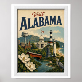 Besuchen Sie Alabama Travel Vintage Poster