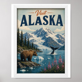 Besuchen Sie Alaska Reise Vintage Poster