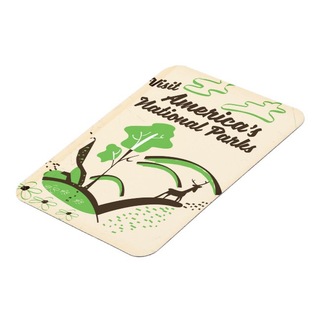 Besuchen Sie Amerikas Nationalparks Vintage Poster Magnet (Linke Seite)