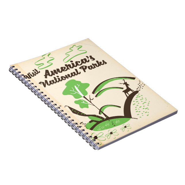 Besuchen Sie Amerikas Nationalparks Vintage Poster Notizblock (Rechte Seite)