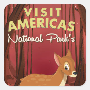 Besuchen Sie Amerikas Nationalparks Vintage Poster Quadratischer Aufkleber