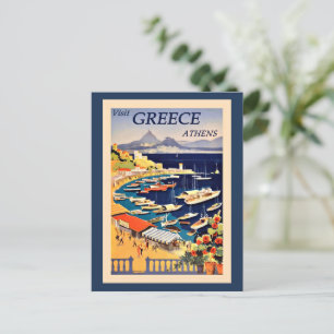 Besuchen Sie Athen Griechenland, Vintage-Reisepost Postkarte