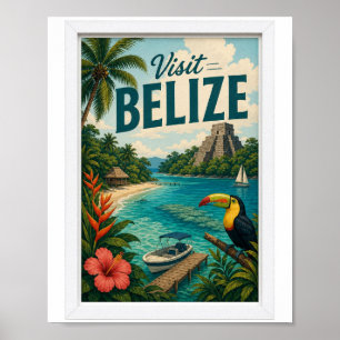 Besuchen Sie Belize Travel Vintage Poster