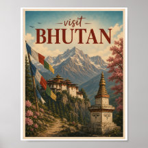 Besuchen Sie Bhutan Reise Vintage