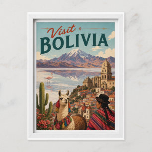 Besuchen Sie Bolivia Travel Vintage Postkarte