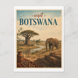 Besuchen Sie Botswana Reise Vintage Postkarte