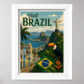 Besuchen Sie Brasilien Reise Vintage Poster