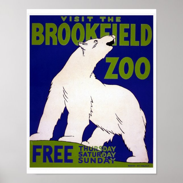 Besuchen Sie Brookfield Zoo Vintag WPA Poster (Vorne)