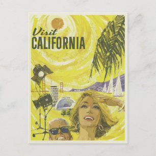 Besuchen Sie California Vintage Travel Poster Postkarte