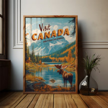 Besuchen Sie Canada Moose Poster - Vintage Travel