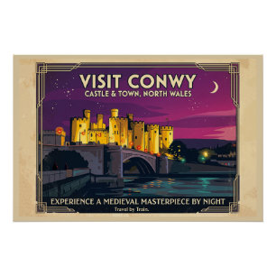 Besuchen Sie Conwy Castle Vintage Style Reiseplaka Poster