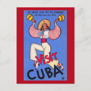 Besuchen Sie Cuba Color Travel Vintage Postkarte