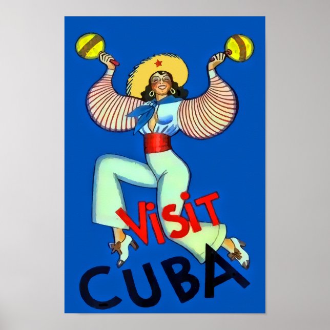 Besuchen Sie Cuba Vintage Travel Poster (Vorne)