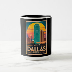 Besuchen Sie Dallas – Retro Skyline Travel Tasse