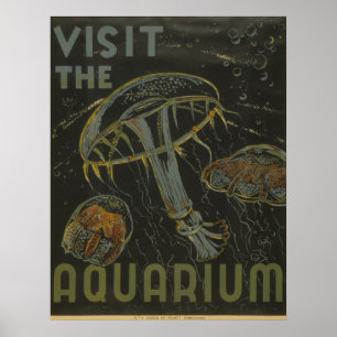 Besuchen Sie das Aquarium Vintag WPA Poster