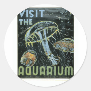 Besuchen Sie das Aquarium - WPA Poster - Runder Aufkleber