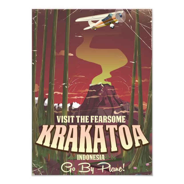 Besuchen Sie das Fearsome Krakatoa Reiseplakat Fotodruck (Vorne)