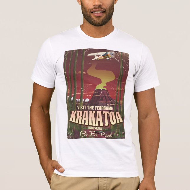 Besuchen Sie das Fearsome Krakatoa Reiseplakat T-Shirt (Vorderseite)