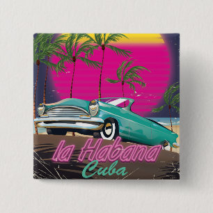 Besuchen Sie das Poster von 1985 auf Kuba Button