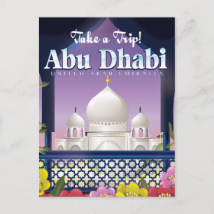 Besuchen Sie das Reiseplakat Abu Dhabi Vintage Postkarte