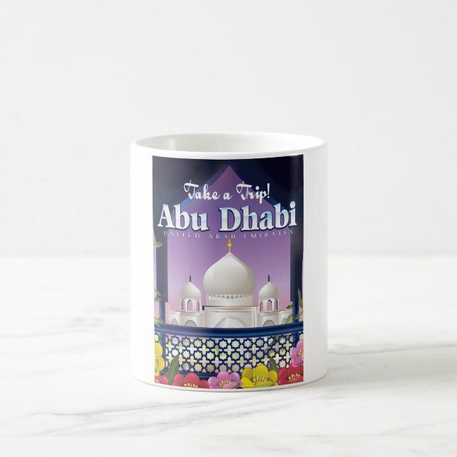 Besuchen Sie das Reiseplakat Abu Dhabi Vintage Tasse (Mittel)