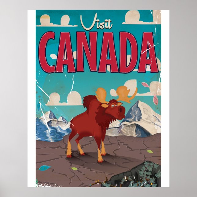 Besuchen Sie das Reiseplakat von Kanada Cartoon Poster (Vorne)