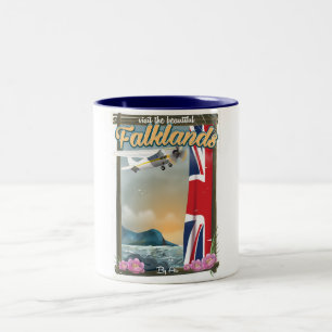 Besuchen Sie das schöne Falkland-Reiseplakat Zweifarbige Tasse