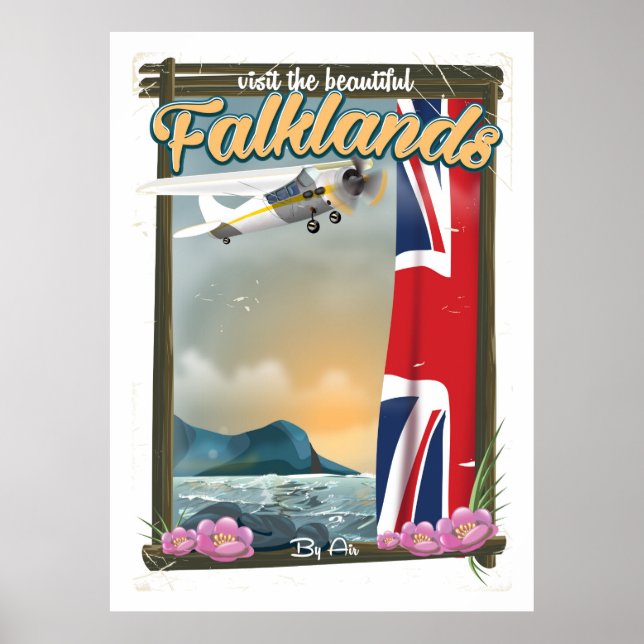Besuchen Sie das schöne Falklands Reiseplakat Poster (Vorne)
