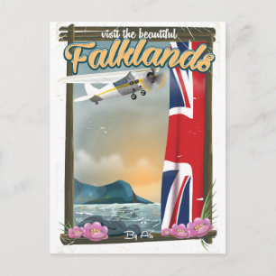 Besuchen Sie das schöne Falklands Reiseplakat Postkarte