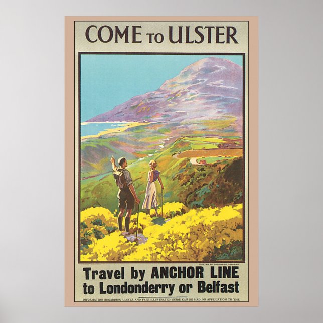 Besuchen Sie das Ulster Vintage Travel Poster (Vorne)