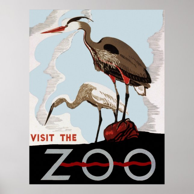 Besuchen Sie das Zoo WPA Vintage Poster (Vorne)
