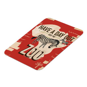Besuchen Sie das Zoo-Zebra-Vintage-Reiseposter. Magnet